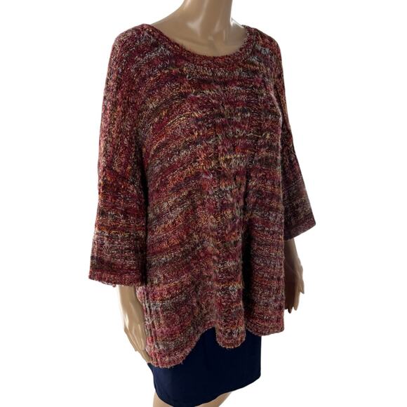 Peruvian Connection Red Multi Color Knit Pullover Sweater - Picture 4 of 8